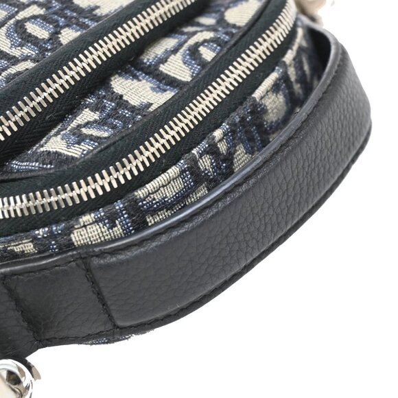 CHRISTIAN DIOR Oblique Trotter Mini Shoulder Bag Jacquard Leather Blue - Picture 7 of 16